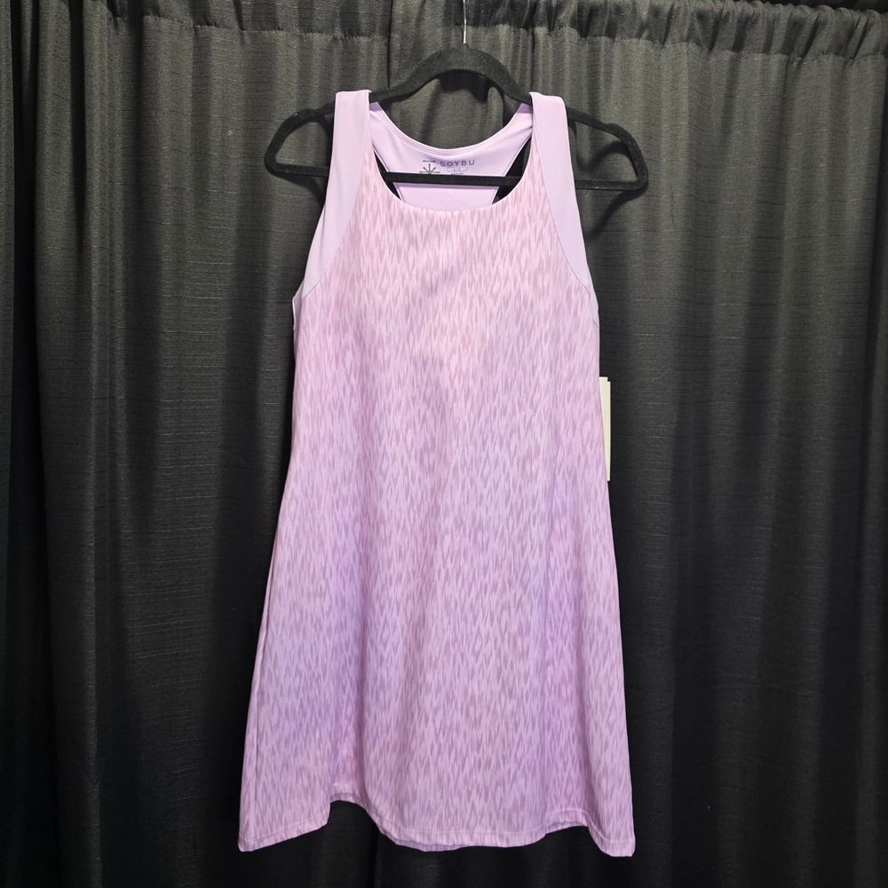 Soybu Lilac Ash Active Dress Built-in Bra Racerback Purple ES9963 Womens L